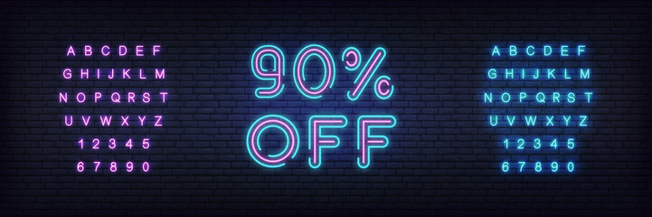 Wall Mural - Sale neon template. Neon sale discount offer template