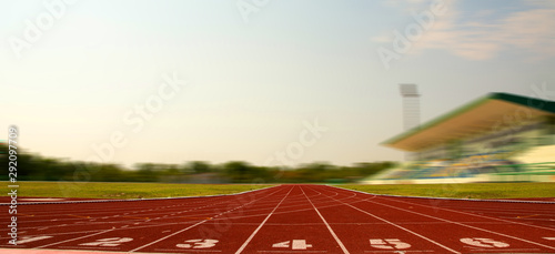 Fotografía Running track with lanes over sky and clouds