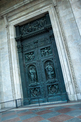 Wall Mural - Ornamental details of bronze gates of Saint Isaac's Orthodox Cathedral in Saint Petersburg. Doors Of Saint Isaac's Cathedral church