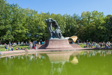 Monument To Chopin In Warsaw Is Art Nouveau Statue Depicting The Polish Composer F. Chopin. Located In The Royal Park Lazienki.