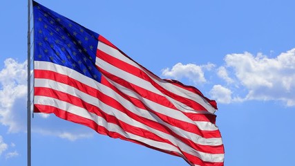 Wall Mural - the flag of the united states of american blowing in the wind