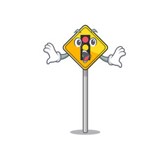 Poster - Surprised traffic light ahead in shape mascot