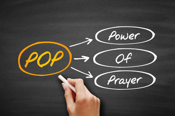 Wall Mural - POP - Power Of Prayer acronym, concept on blackboard