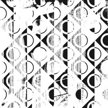 Grunge Texture Geometric  Pattern. White Monochrome Square Backdrop.