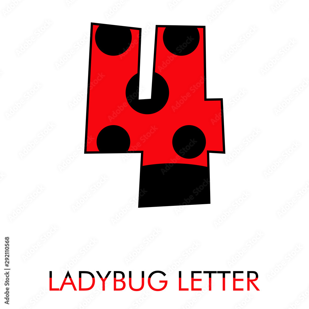 Logotipo número 4 como patrón de mariquita en rojo y negro Stock Vector |  Adobe Stock, image size:1000x1000