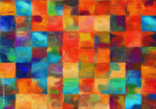 Abstract painting in oil background, splashes of paint on canvas, template fo...