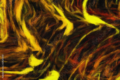 Abstract painting in oil background, splashes of paint on canvas, template fo...