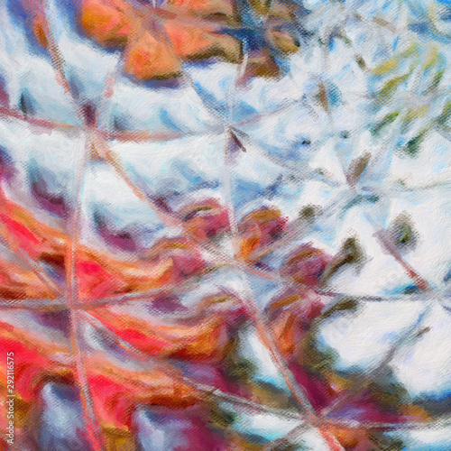 Abstract painting in oil background, splashes of paint on canvas, template fo...