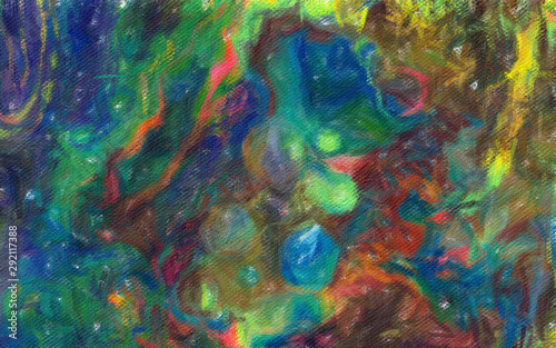 Abstract painting in oil background, splashes of paint on canvas, template fo...