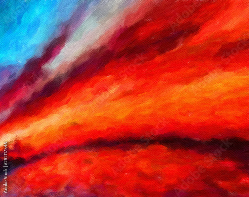 Abstract painting in oil background, splashes of paint on canvas, template fo...