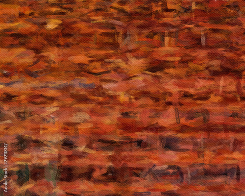 Abstract painting in oil background, splashes of paint on canvas, template fo...