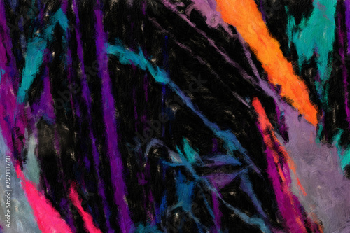 Abstract painting in oil background, splashes of paint on canvas, template fo...