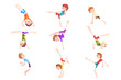 © topvectors - Boy practicing capoeira movements set, kid characters doing combat elements of martial art vector Illustrations on a white background