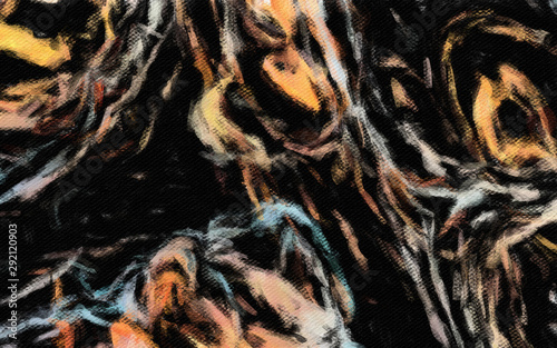 Abstract painting in oil background, splashes of paint on canvas, template fo...