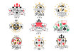 Poker logo set, vintage emblems for poker club, casino, championship vector Illustrations on a white background