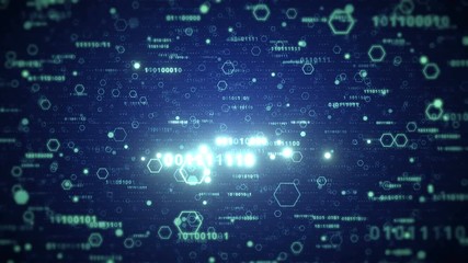 Wall Mural - blue data technological background video