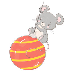 Wall Mural - Cute cartoon mouse. Cristmas character. Symbol of new year 2020