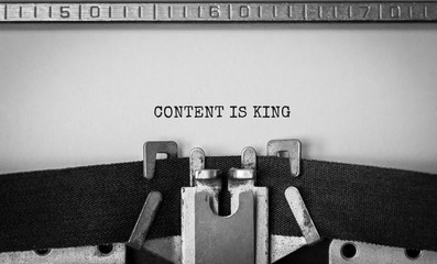 Poster - text content is king typed on retro typewriter