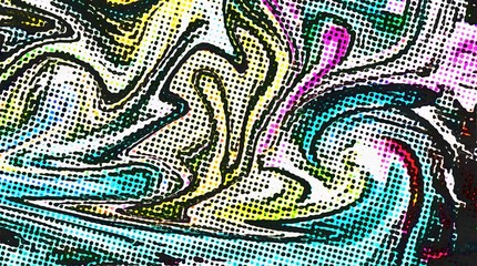 Fototapete - Abstract pop dots comic effect texture background. Swirl colorful pattern
