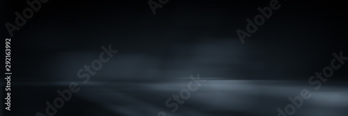 Fotomural Dark black studio room with spotlight backdrop wallpaper, blank perspective for show or display your product montage or artwork
