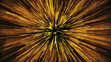 Poster - Glitter abstract explosion background for anniversary celebration with rays of light come from center. Golden dust and glowing beam. 