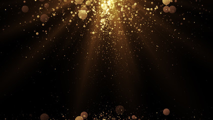 Poster - luxury background with golden particles at the top and bottom. glitter sparks and light. holiday car