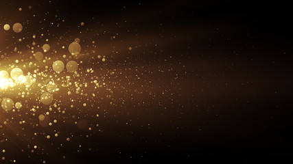 Poster - Golden stream with lights and particles. Abstract background for celebration card or brochure. 