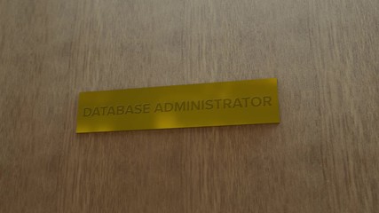 Canvas Print - golden door sign Database administrator. enter to room