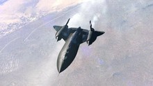 Striking Animation Of Lockheed SR-71 Blackbird Covered With Vapor And Smoke Rushing High In The Mountains. The Elements Of This Image Furnished By NASA.