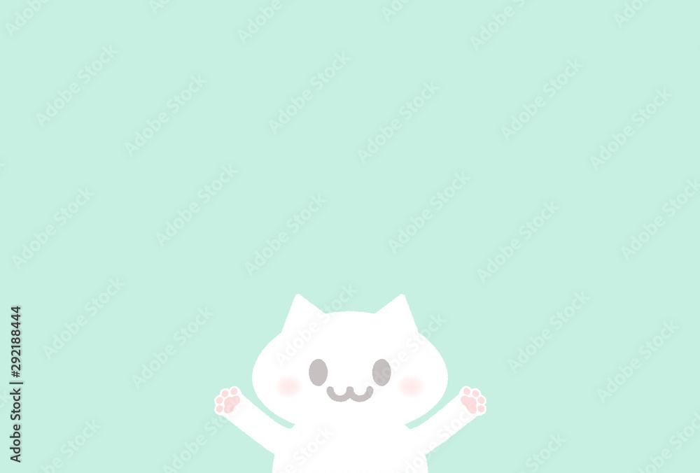 猫 子ども メッセージイメージ素材 かわいい猫がニコニコしているシンプルなイラスト 水色背景 Wall Mural Spica 猫 子ども メッセージイメージ素材 かわいい猫がニコニコしているシンプルなイラスト 水色背景 Wall Mural Spica