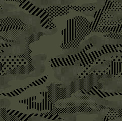 Wall Mural - optic camouflage pattern repeat in army green