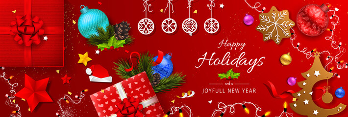 Wall Mural - turquoise happy holidays and joyful new year vector illustration. happy holidays vector.
