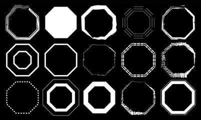 Canvas Print - Black and white Octagon Pack 15 in 1. Vector illustration