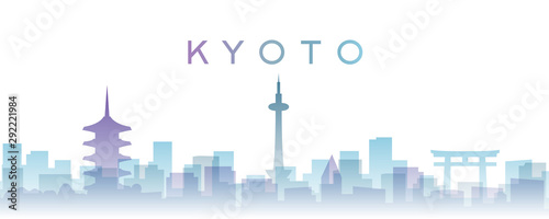 Kyoto Transparent Layers Gradient Landmarks Skyline
