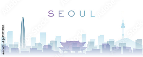Fotomural Seoul Transparent Layers Gradient Landmarks Skyline