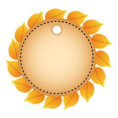 Poster - autumn circular frame with leafs decoration