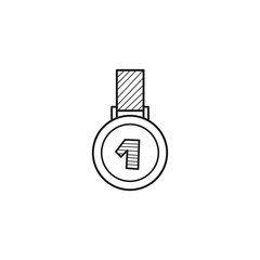 Poster - Hand drawn medal isolated on a white. Sketch of medal. Vector illustration.