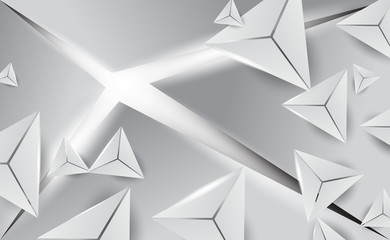Wall Mural - 3d abstract white triangle shapes minimal background.geometric polygon for business card your text. 