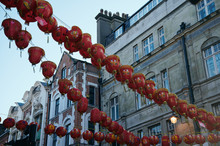 Street Of London Decorated By Chinese Lanterns