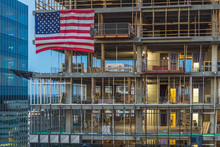 Construction Site, American Flag, Atlanta, Georgia