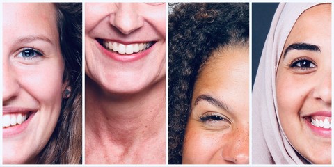 Sticker - Group of four Multiracial women together 