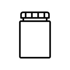 Wall Mural - Medicine bottle and pills. Black and white icon vector