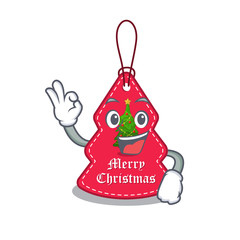 Wall Mural - Okay christmas tag hanging on mascot shape