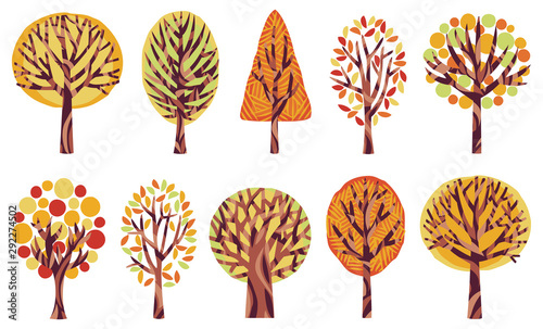 木のイラスト 秋 紅葉 Stock ベクター Adobe Stock
