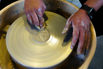 hands of potter at work handcraft