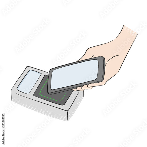スマホ決済のイラスト 電子マネーで支払う様子 Stock Vector Adobe Stock スマホ決済のイラスト 電子マネーで支払う様子 Stock Vector Adobe Stock