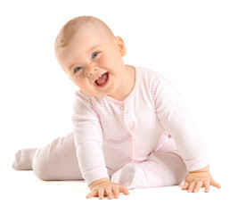 cute little baby on white background