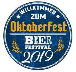 Wall Mural - Oktoberfest beer festival. Handwritten typography header for signboard, greeting, invitation poster and card. Beer festival celebrated in October in Germany. Big folk festivities in Bavaria.