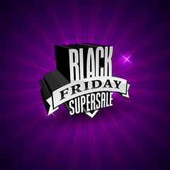 Wall Mural - Black Friday vector purple label template for advertising sale print