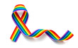 LGBT rainbow ribbon pride tape symbol. Stop homophobia. Isolated on a white background